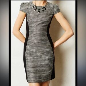 Anthropologie Moulinette Soeurs Tweed Sheath Dress EUC Size 4 Black & Grey